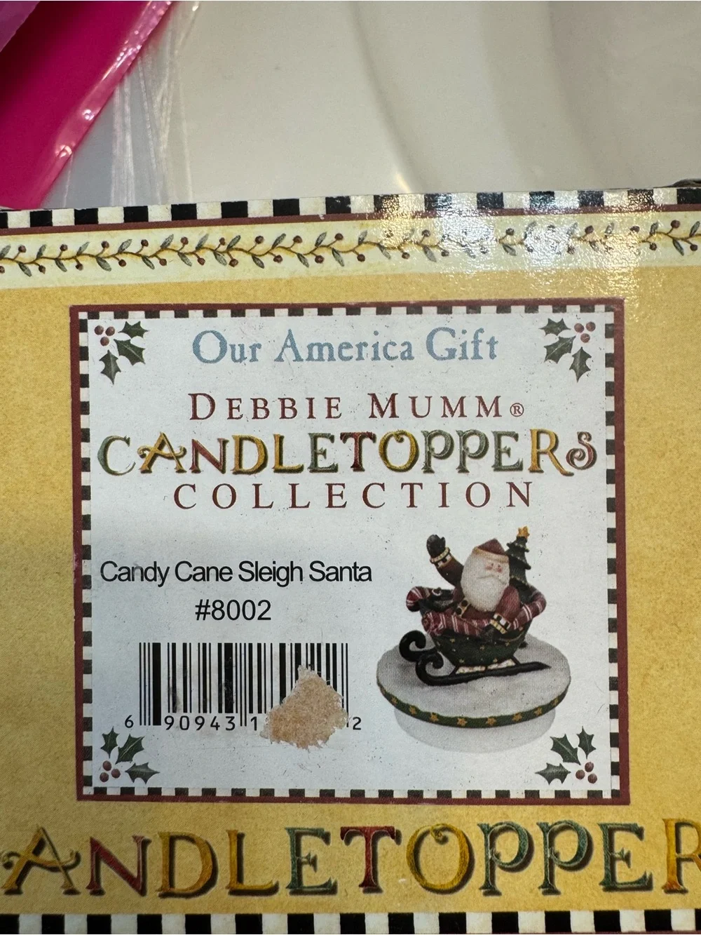 Candy Cane Sleigh Santa Candletopper